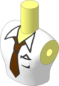 Figure Friends Man Torso with White Shirt and Brown Tie Pattern
