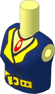 Figure Friends Woman Torso with Dark Blue Blouse Top with Open Collar, Necklace with Red Pendant and Belt Pattern
