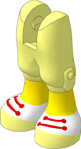 Figure Friends Legs with Cropped Trousers, Light Nougat Legs and Shoes with White Tops and Bright Light Blue Laces Pattern