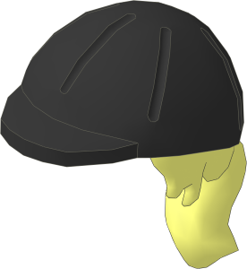 Figure Friends Hair Long with Ponytail, Side Bangs and Black Horse Riding Helmet Pattern