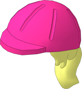 Figure Friends Hair Long with Ponytail, Side Bangs and Magenta Horse Riding Helmet Pattern