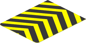 Sticker  1.6 x  1.3 with  5 Yellow/Black Chevrons Upwards