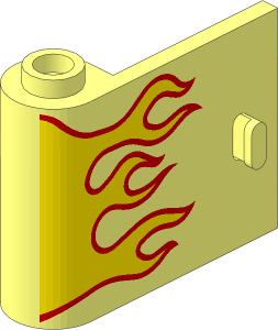 Door  1 x  3 x  2 Left with Hollow Hinge with Yellow Flames with Red Border Pattern