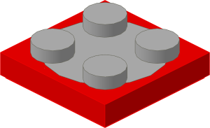 ~_Turntable  2 x  2 Plate (Complete) Red/Grey (Obsolete)