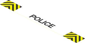 Sticker  0.9 x  7.9 with "POLICE" and Black and Yellow Danger Stripes