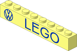 Brick  1 x  8 with VW Logo and "LEGO" Pattern