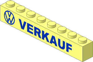 Brick  1 x  8 with VW Logo and "VERKAUF" Bold Pattern