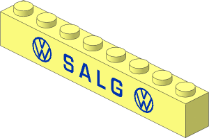 Brick  1 x  8 with VW Logo / "SALG" / VW Logo Pattern