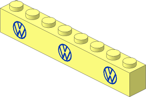 Brick  1 x  8 with 3 VW Logos Pattern