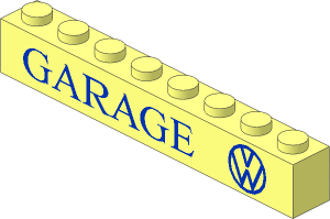 Brick  1 x  8 with "GARAGE" and VW Logo Pattern