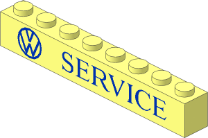 Brick  1 x  8 with VW Logo and "SERVICE" Pattern