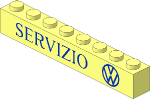 Brick  1 x  8 with "SERVIZIO" and VW Logo Pattern