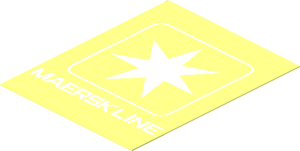 Sticker  2.3 x  1.8 with White Maersk Line Logo on Transparent Background