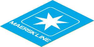 Sticker  2.3 x  1.9 with White Maersk Line Logo on Maersk Blue Background