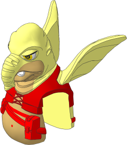 Minifig Head Toydarian with Watto Vest and Belt Pattern