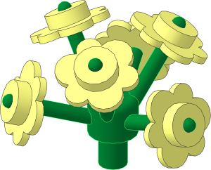 Plant Flower Stem with Bar and  6 Stems Green with  6 Flowers