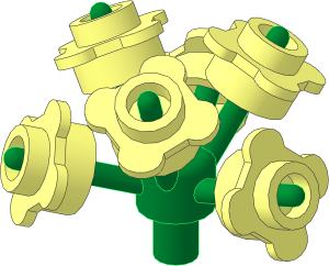 Plant Flower Stem with Bar and  6 Stems Green with  6 Plates  1 x  1 Round with Tabs