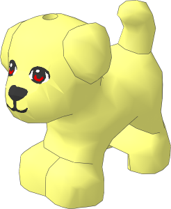 Animal Puppy Standing with Bright Light Blue Eyes and Black Nose and Mouth Pattern