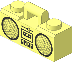 Minifig Boombox  1 x  3 x  1 with Black Rimmed Speakers, Cassette Player and Switches Pattern