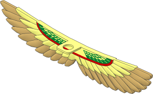 Minifig Eagle Wing with Tan Feathers and Red/Gold Pattern