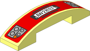 Slope Brick Curved  4 x  1 Double with Headlamps and "AW281EF" Licence Plate on Red Background Sticker