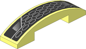 Slope Brick Curved  4 x  1 Double with Light Grey Hexagons on Black Background Sticker