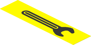 Sticker  1.1 x  4.5 with Black Wrench on Yellow Background