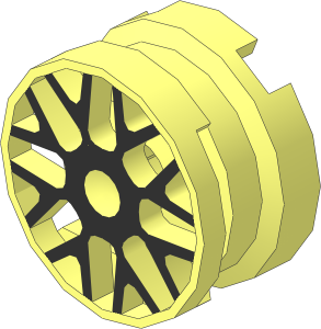 Wheel Rim  6.4 x 11 with  8 Y-Shaped Spokes and Black Pattern