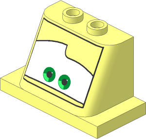 Windscreen  2 x  3 x  2 with  2 x  4 Base with Green Eyes on White Background Pattern