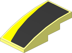 Slope Brick Curved  4 x  2 with Black Arch on Yellow Background Left Sticker
