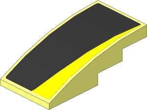 Slope Brick Curved  4 x  2 with Black Arch on Yellow Background Right Sticker