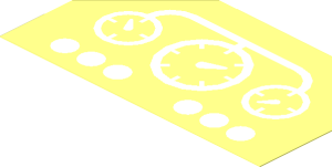 Sticker  2.1 x  3.7 with Three White Round Gauges and Six White Circles