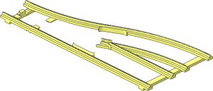 ~Train Track  4.5V Point Type 2 Tapered Left - Frame