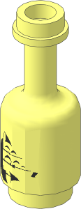 Minifig Bottle  1 x  1 x  2 Cylindrical with Bottle Ship Pattern
