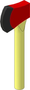 Minifig Axe with Red Head and Silver Blade Pattern
