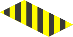 Sticker  1.2 x  2.4 with Diagonal Black/Yellow Stripes