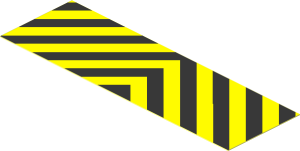Sticker  1.2 x  3.8 with Double Diagonal Black/Yellow Stripes