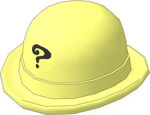 Minifig Hat Bowler with Black Question Mark Pattern
