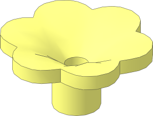 Plant Flower with  6 Rounded Petals with Bar and Pin Hole