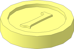 Minifig Coin with  "1" Gothic Type