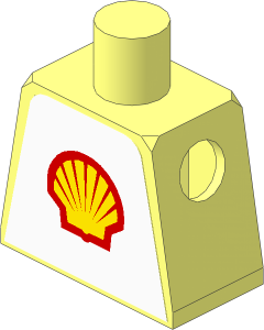 Minifig Torso with Shell Logo on White Background Sticker