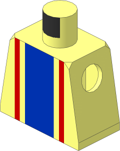 Minifig Torso with Vertical Striped Blue/Red Pattern
