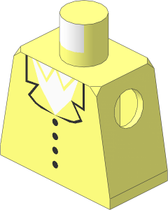 Minifig Torso with White Shirt and Jacket Pattern