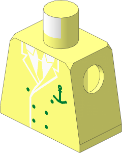 Minifig Torso with Six Button Suit and Anchor Pattern