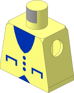 Minifig Torso with Blue V-Neck, Pockets and 3 Buttons Pattern