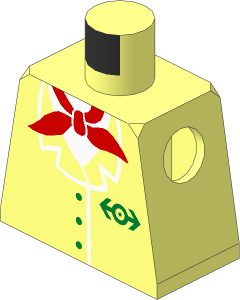 Minifig Torso with Train Jacket and Red Neckerchief Pattern and Bold Train Logo