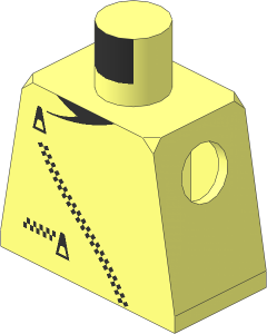 Minifig Torso with Black Diagonal Zip and Pocket Pattern