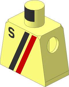 Minifig Torso with "S" Logo Red / Black Pattern