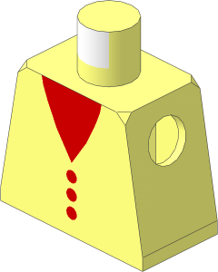 Minifig Torso with Red V-Neck and Buttons Pattern