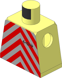Minifig Torso with Train Logo and Red Diagonal Stripes Pattern